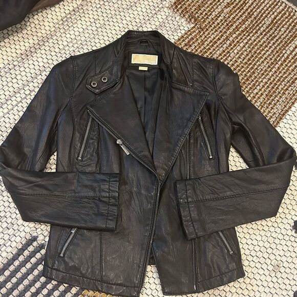 Michael Michael Kors black leather Moto jacket. - Picture 1 of 6